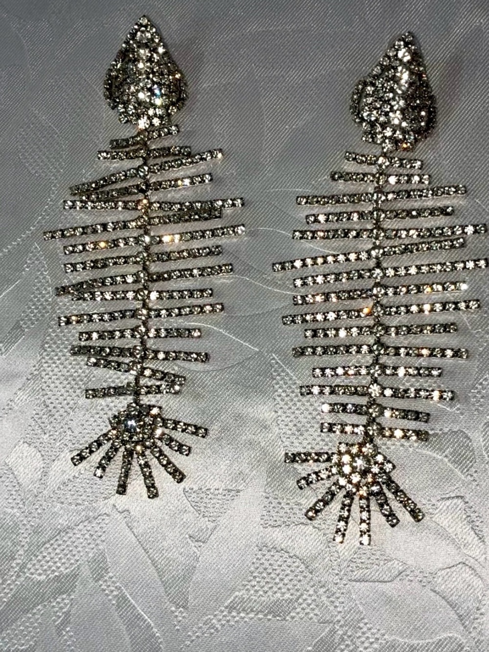 New Fishbone Rhinestone Earrings